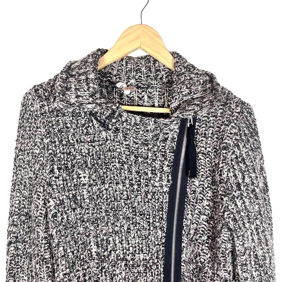 Free People Ribbed Knit Asymmetrical Zipper Moto Jacket Size Medium - Picture 5 of 8